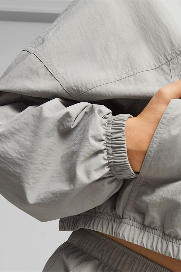 DARE TO Cropped Woven Jacket, Concrete Gray, extralarge