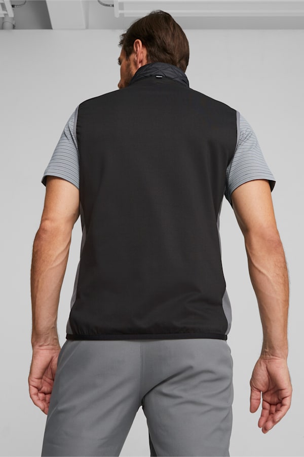 Men's Golf Frost Quilted Vest, PUMA Black-Slate Sky, extralarge