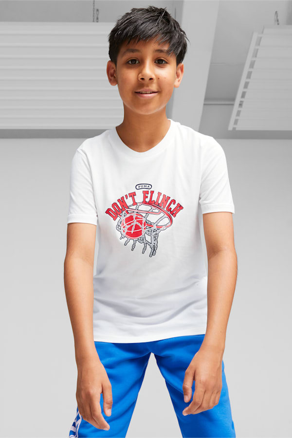 Basketball Graphic Youth Tee, PUMA White, extralarge