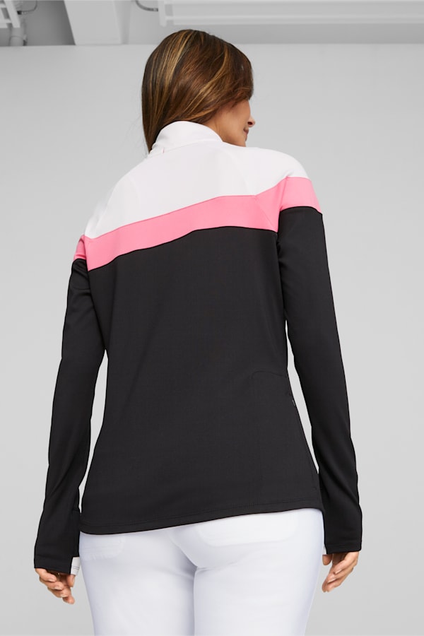 Women's Golf Lightweight Quarter-Zip, PUMA Black-Strawberry Burst, extralarge