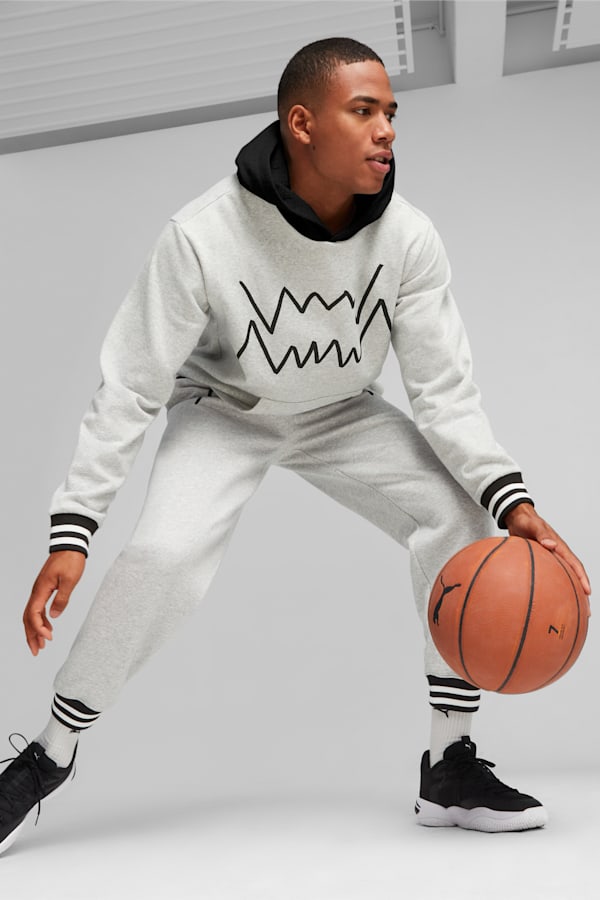 Franchise Core Men's Basketball Hoodie, Light Gray Heather-PUMA Black, extralarge