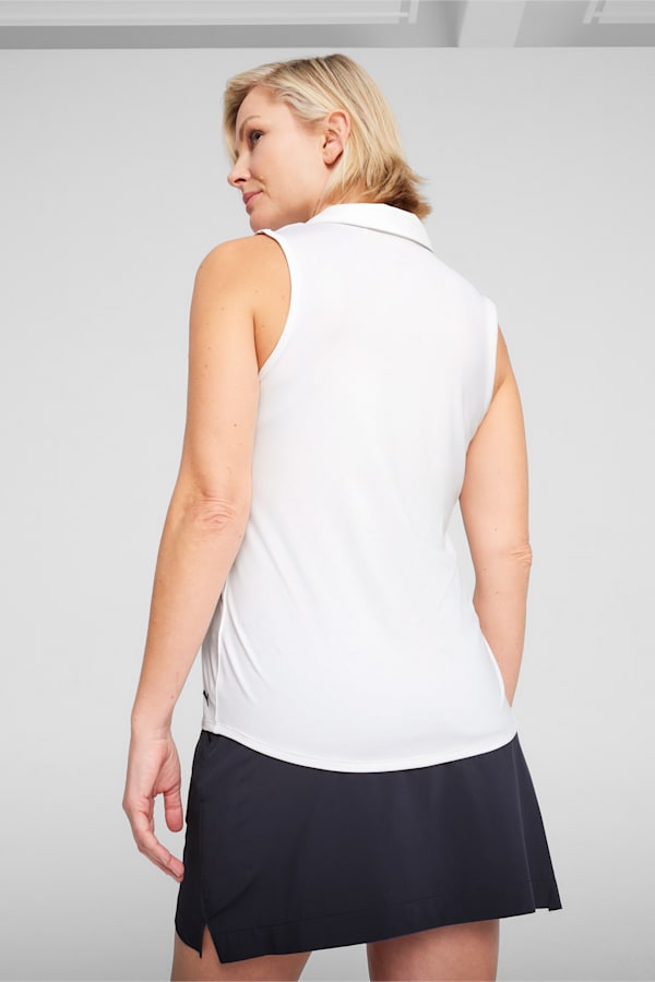 CLOUDSPUN Piped Sleeveless Golf Polo Women, White Glow, extralarge