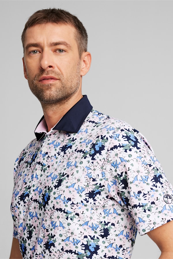 PUMA x Arnold Palmer Floral Men's Polo, White Glow-Deep Navy, extralarge-GBR