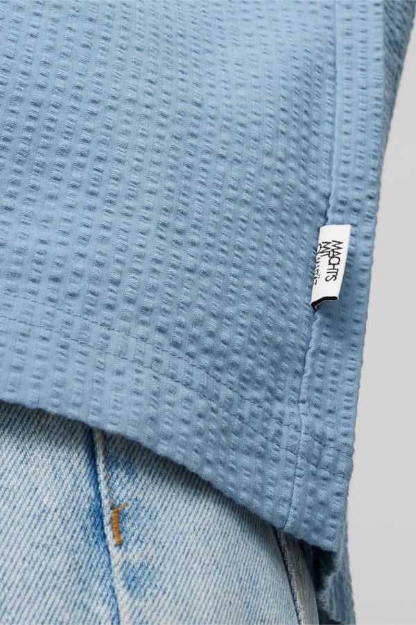 MMQ Seersucker Shirt, Zen Blue, extralarge