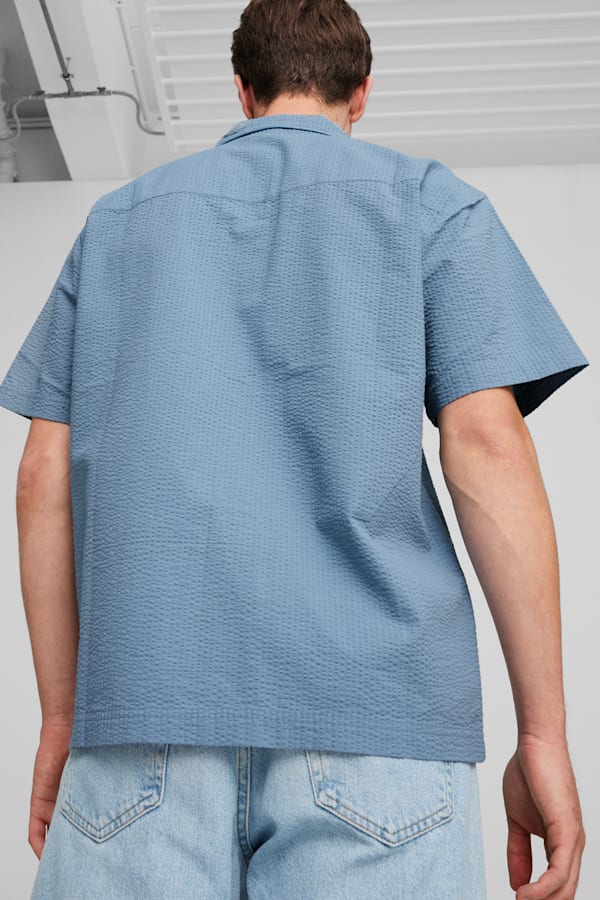 MMQ Seersucker Shirt, Zen Blue, extralarge