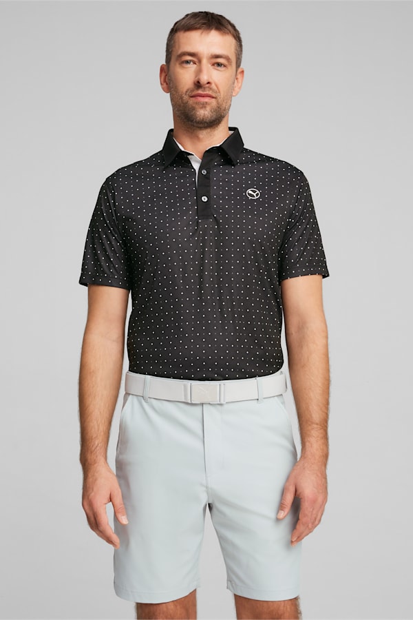 Pure Geo Men's Golf Polo, PUMA Black-White Glow, extralarge