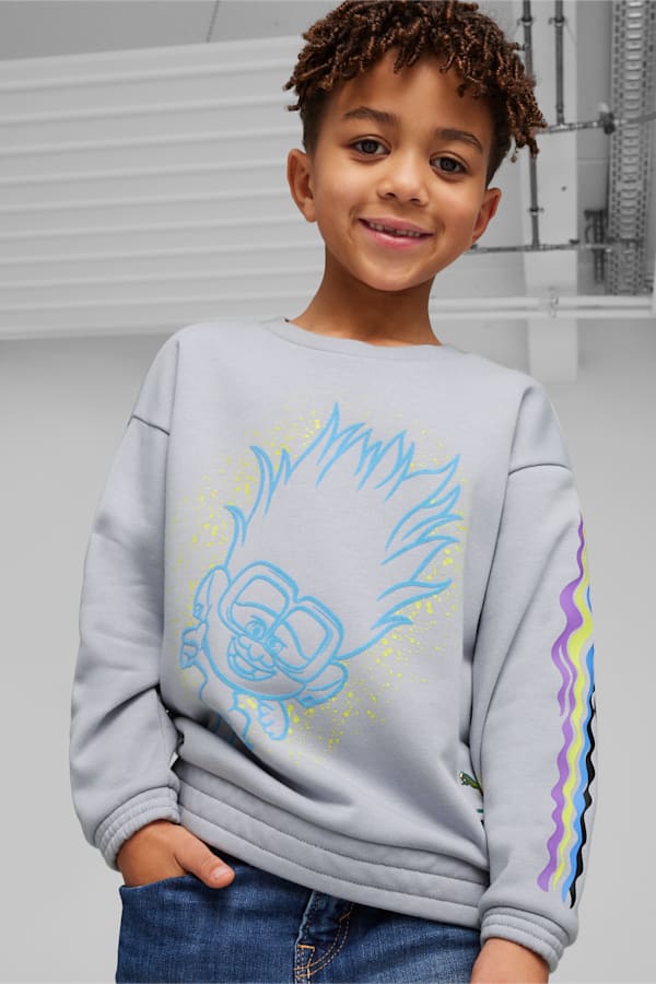 PUMA x TROLLS Kids' Sweatshirt, Gray Fog, extralarge
