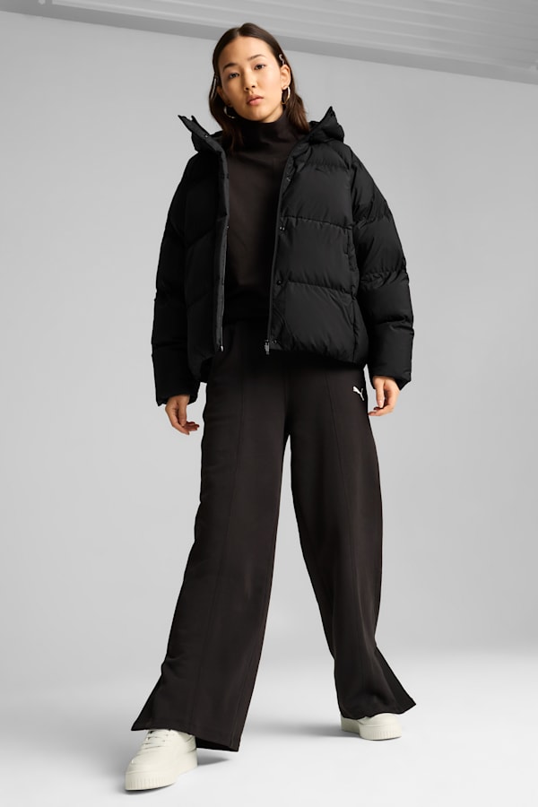 Black down puffer jacket women's hot sale