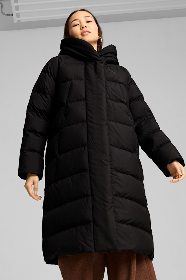 Womens knee length down coat on sale