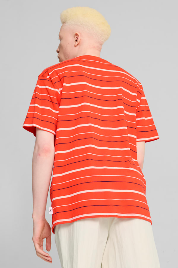 MMQ Striped Tee Men, Redmazing, extralarge