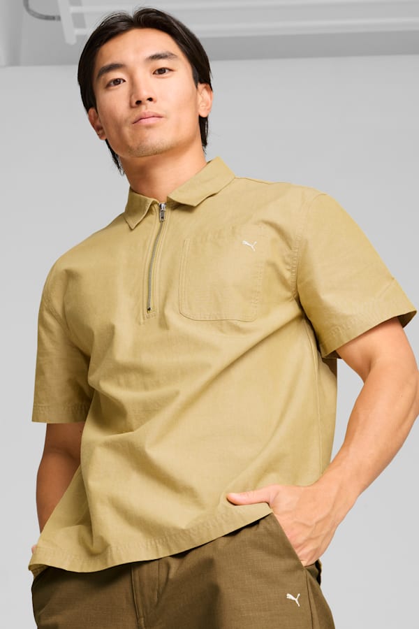 MMQ Half-Zip Shirt Men, Golden Fog, extralarge