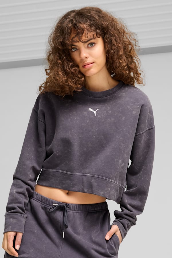 DARE TO Relaxed Washed Crew Women, Galactic Gray, extralarge