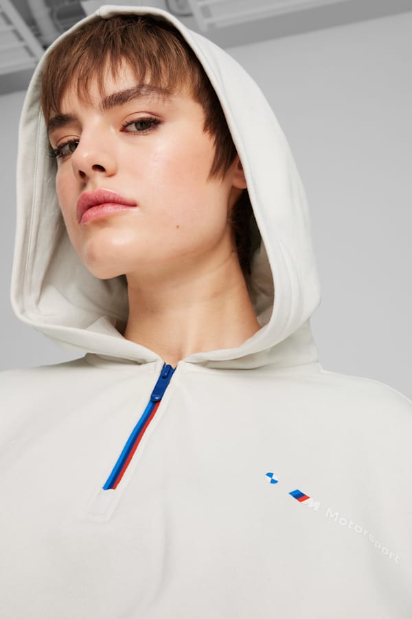 BMW M Motorsport ESS+ Half-Zip Hoodie Women, Vapor Gray, extralarge-GBR