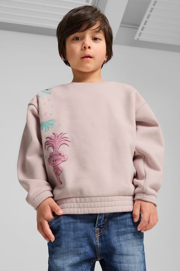 PUMA x TROLLS Graphic Crew Sweat Kids, Mauve Mist, extralarge