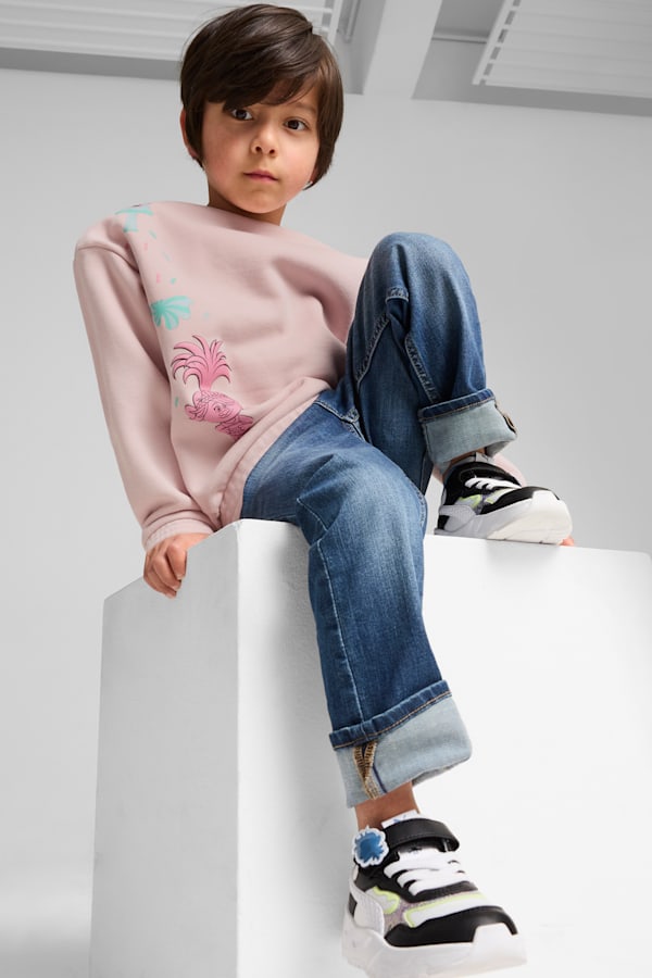 PUMA x TROLLS Graphic Crew Sweat Kids, Mauve Mist, extralarge