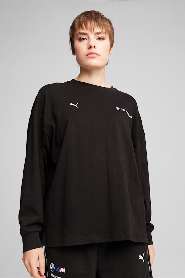 BMW M Motorsport Long Sleeve Graphic Tee Women, PUMA Black, extralarge-GBR
