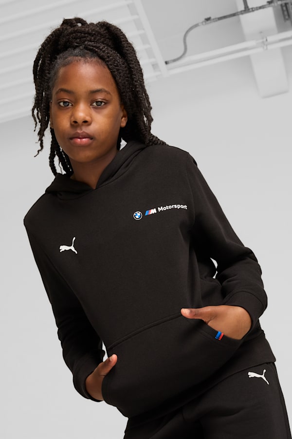 BMW M Motorsport Essentials+ Hoodie Youth, PUMA Black, extralarge