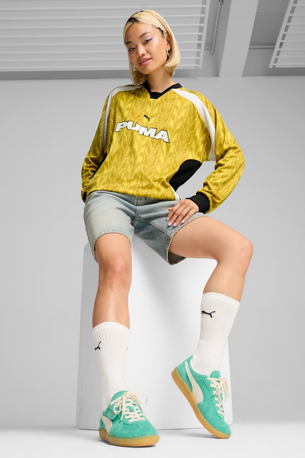 Long Sleeve Football Jersey Unisex, Fresh Pear-AOP, extralarge