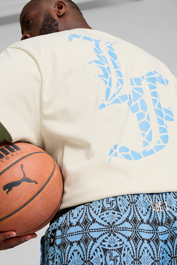 PUMA HOOPS x LAFRANCÉ Mosaic Shorts Men, Team Light Blue-AOP, extralarge