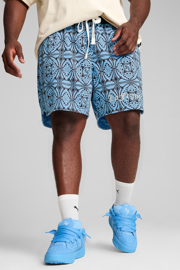 PUMA HOOPS x LAFRANCÉ Mosaic Shorts Men, Team Light Blue-AOP, extralarge