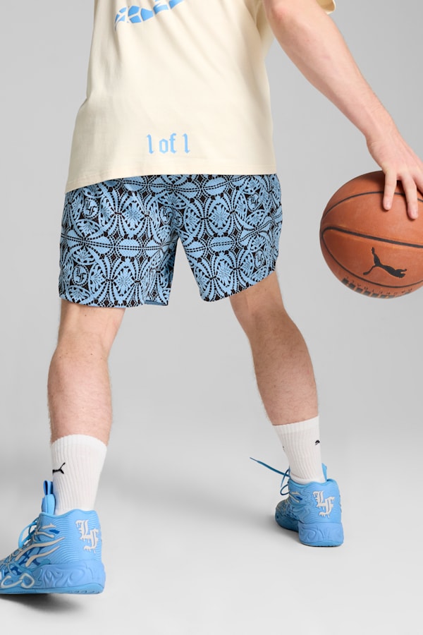 PUMA HOOPS x LAFRANCÉ Mosaic Shorts Men, Team Light Blue-AOP, extralarge