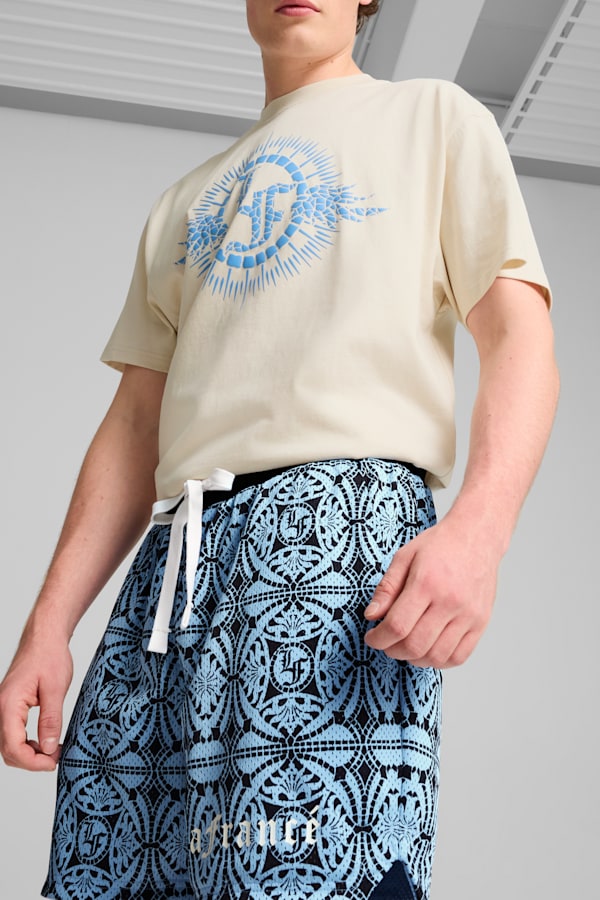 PUMA HOOPS x LAFRANCÉ Mosaic Shorts Men, Team Light Blue-AOP, extralarge