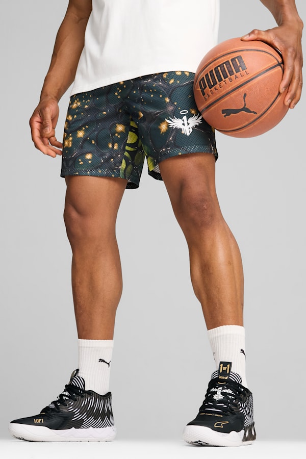 Melo 50th Basketball Shorts Men, PUMA Black-AOP, extralarge-GBR