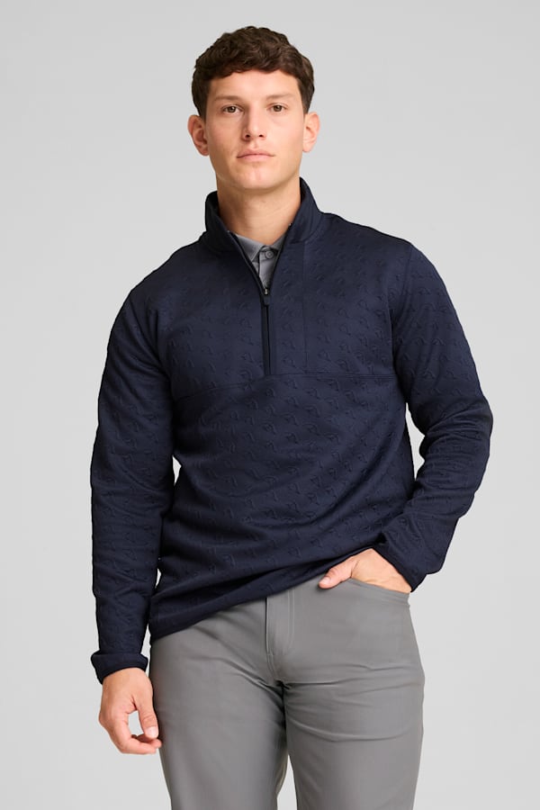 PUMA x ARNOLD PALMER Jacquard Quarter-Zip Top Men, Deep Navy, extralarge-GBR