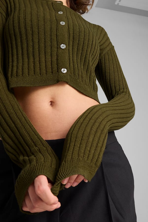 YONA Long Sleeve Knit Top Women, Olive Drab, extralarge