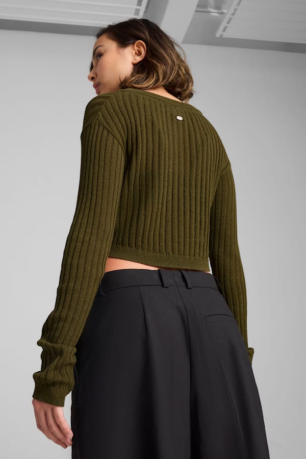YONA Long Sleeve Knit Top Women, Olive Drab, extralarge