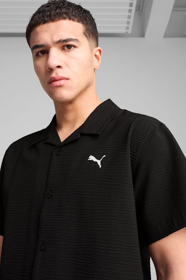 WARDROBE ESS Seersucker Relaxed Shirt Men, PUMA Black, extralarge