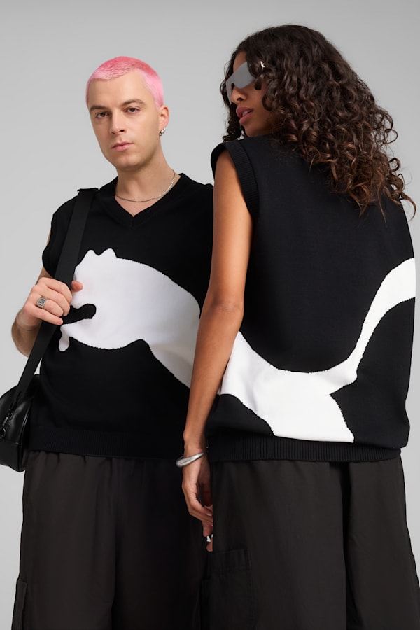 FUTURE.PUMA.ARCHIVE Relaxed Graphic Knitted Vest Unisex, PUMA Black, extralarge