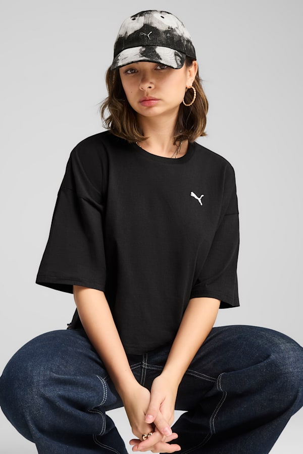 WARDROBE Essentials Oversized Short Tee Women, PUMA Black, extralarge