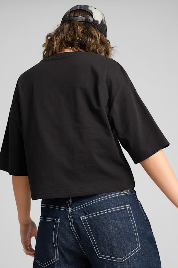 WARDROBE Essentials Oversized Short Tee Women, PUMA Black, extralarge