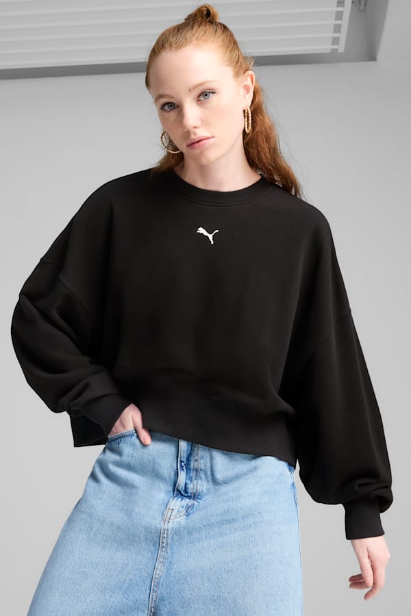 WARDROBE Essentials Oversized Crew Women, PUMA Black, extralarge