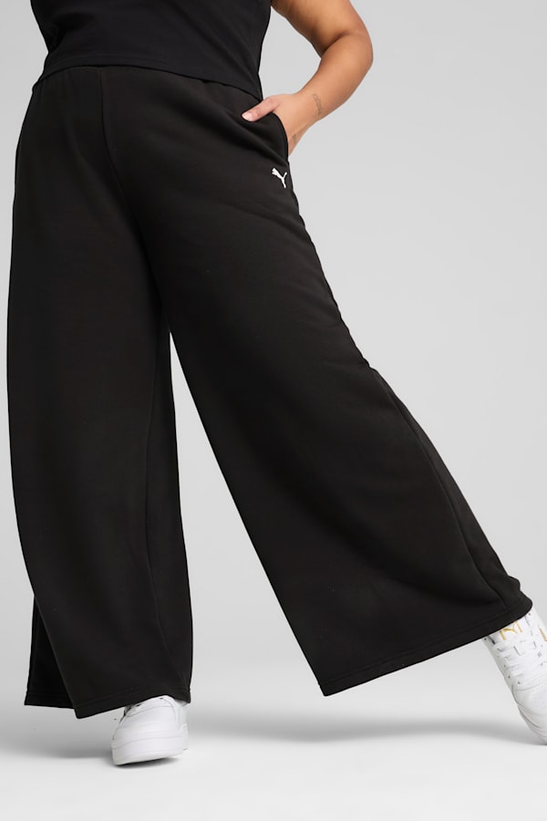 Wardrobe Essentials Relaxed Wide Leg Sweatpants Women, PUMA Black, extralarge-GBR