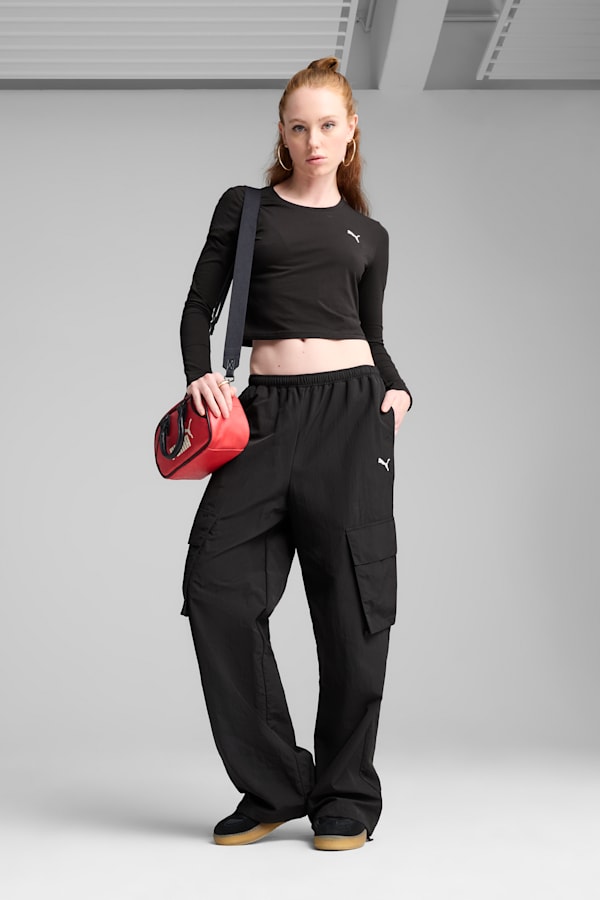 WARDROBE Essentials Relaxed Woven Cargo Pants Women, PUMA Black, extralarge