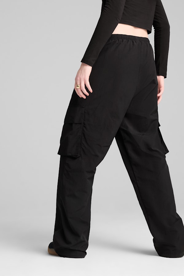 WARDROBE Essentials Relaxed Woven Cargo Pants Women, PUMA Black, extralarge