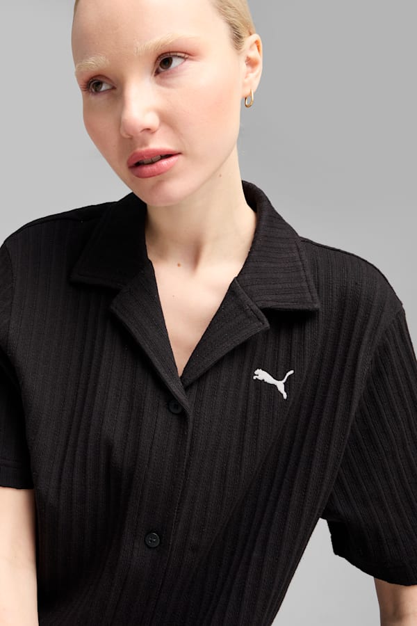 WARDROBE Essentials Shirt Pointelle Women, PUMA Black, extralarge