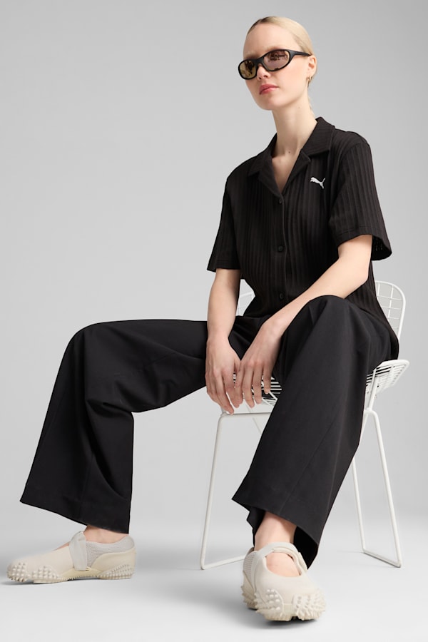 WARDROBE Essentials Shirt Pointelle Women, PUMA Black, extralarge