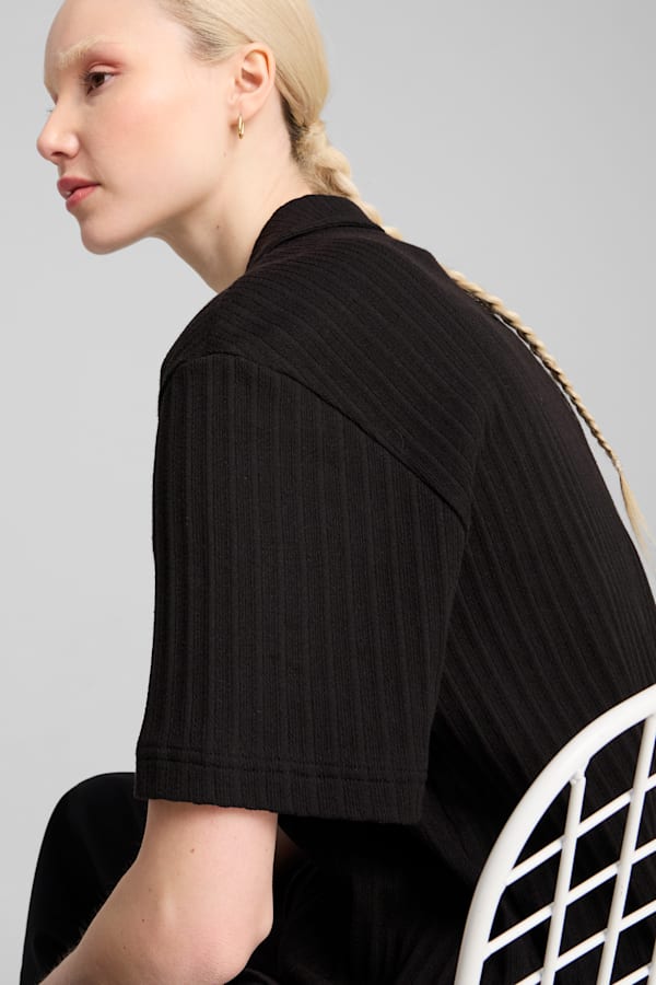 WARDROBE Essentials Shirt Pointelle Women, PUMA Black, extralarge