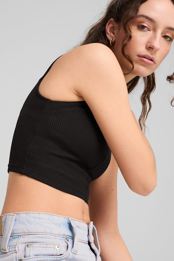 WARDROBE Essentials Ribbed Crop Top Women, PUMA Black, extralarge