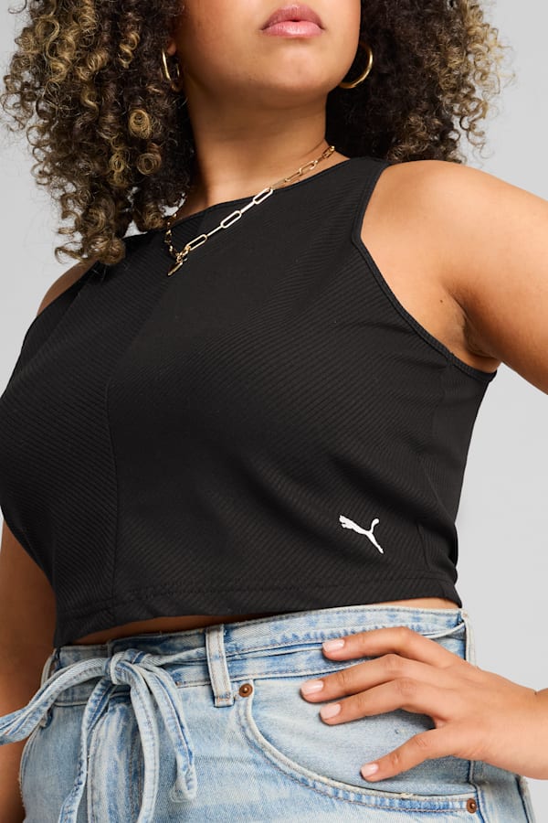 WARDROBE Essentials Ribbed Crop Top Women, PUMA Black, extralarge
