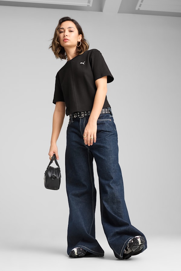 WARDROBE Essentials Ribbed Relaxed Tee Women, PUMA Black, extralarge