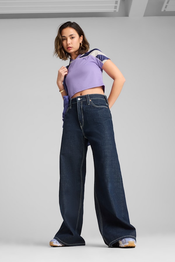 FUTURE.PUMA.ARCHIVE Football Jersey Baby Tee Women, Lavender Alert-Blue Crystal, extralarge