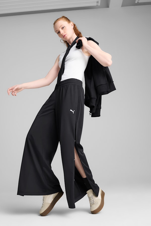 WARDROBE Essentials Low Rise Popper Pants Women, PUMA Black, extralarge