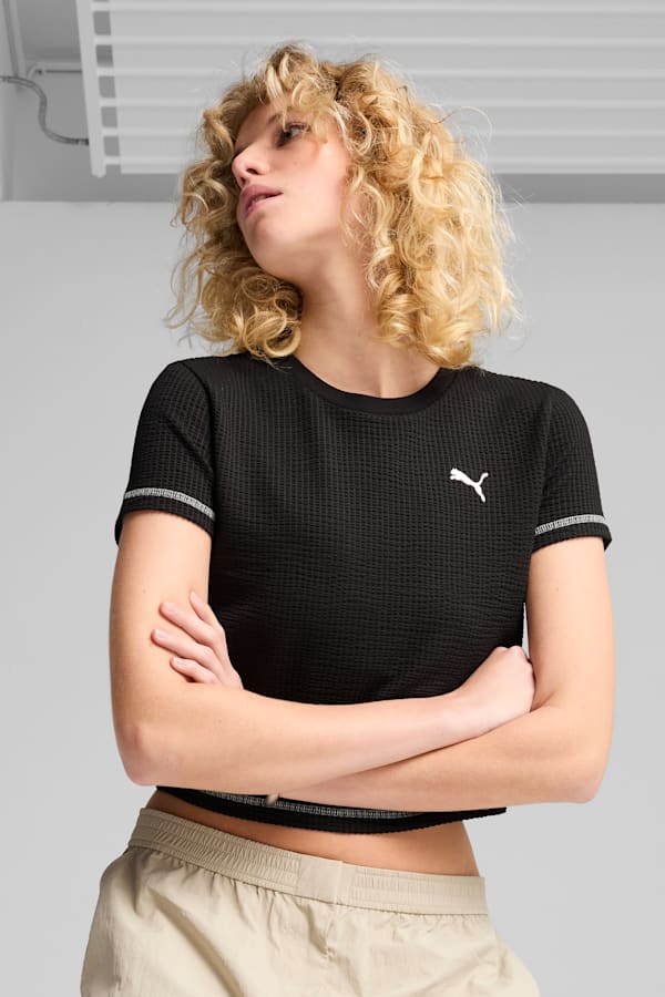 DARE TO Textured Baby Tee Women, PUMA Black, extralarge