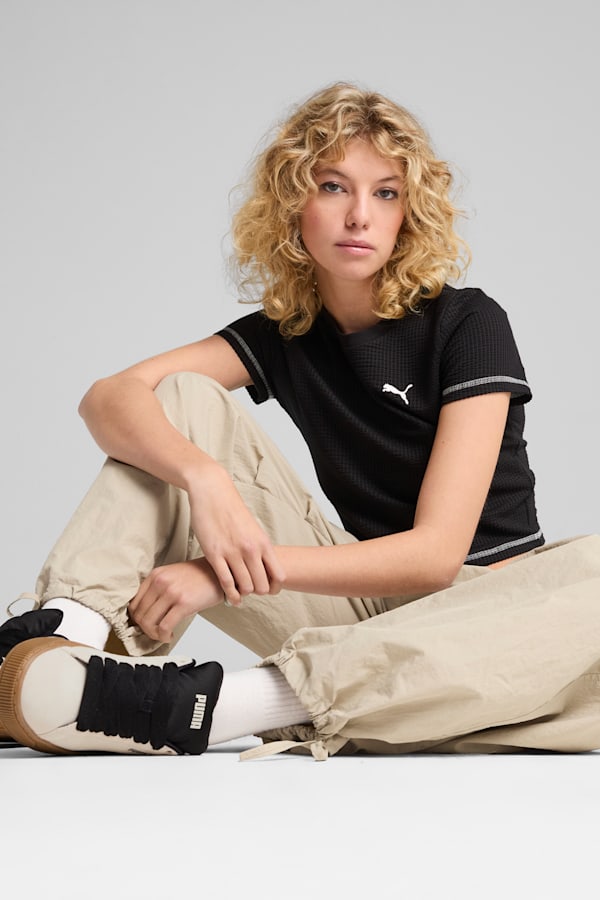 DARE TO Textured Baby Tee Women, PUMA Black, extralarge