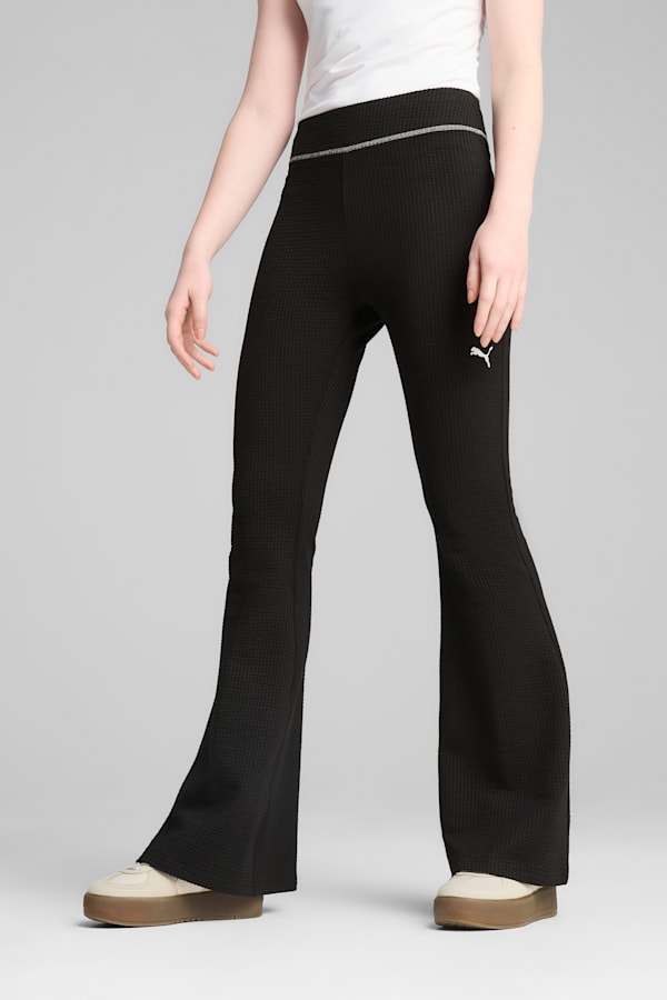 DARE TO Textured Flared Leggings Women, PUMA Black, extralarge