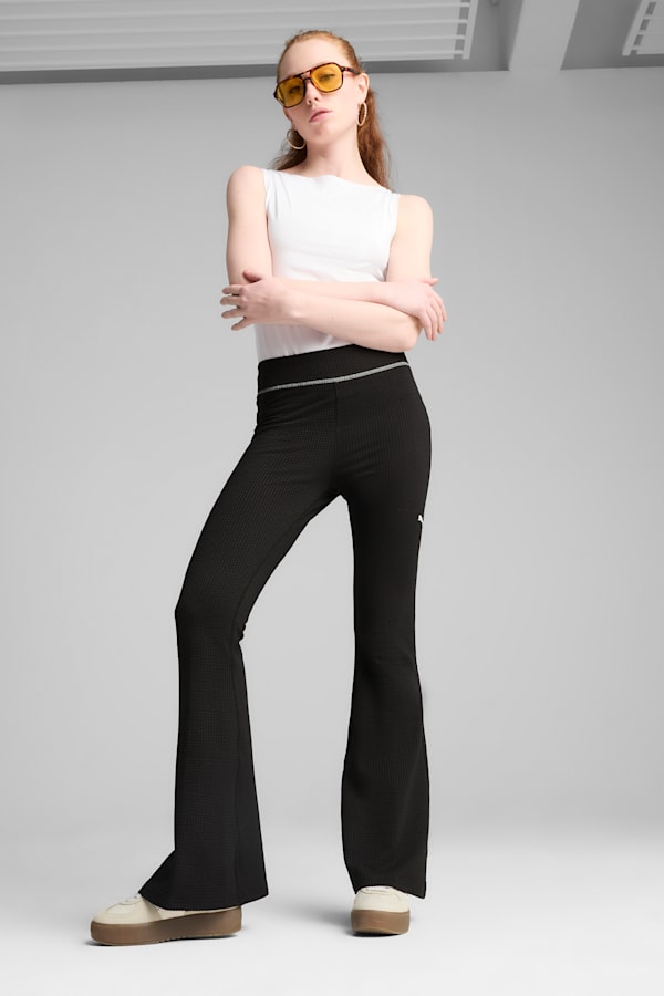 DARE TO Textured Flared Leggings Women, PUMA Black, extralarge